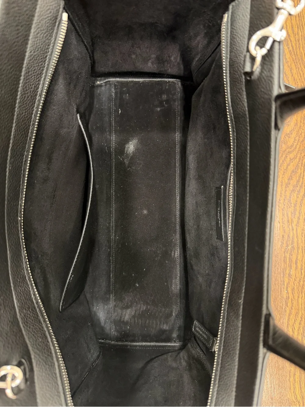 Saint Laurent Black Leather Top-Handle Tote with YSL Tag